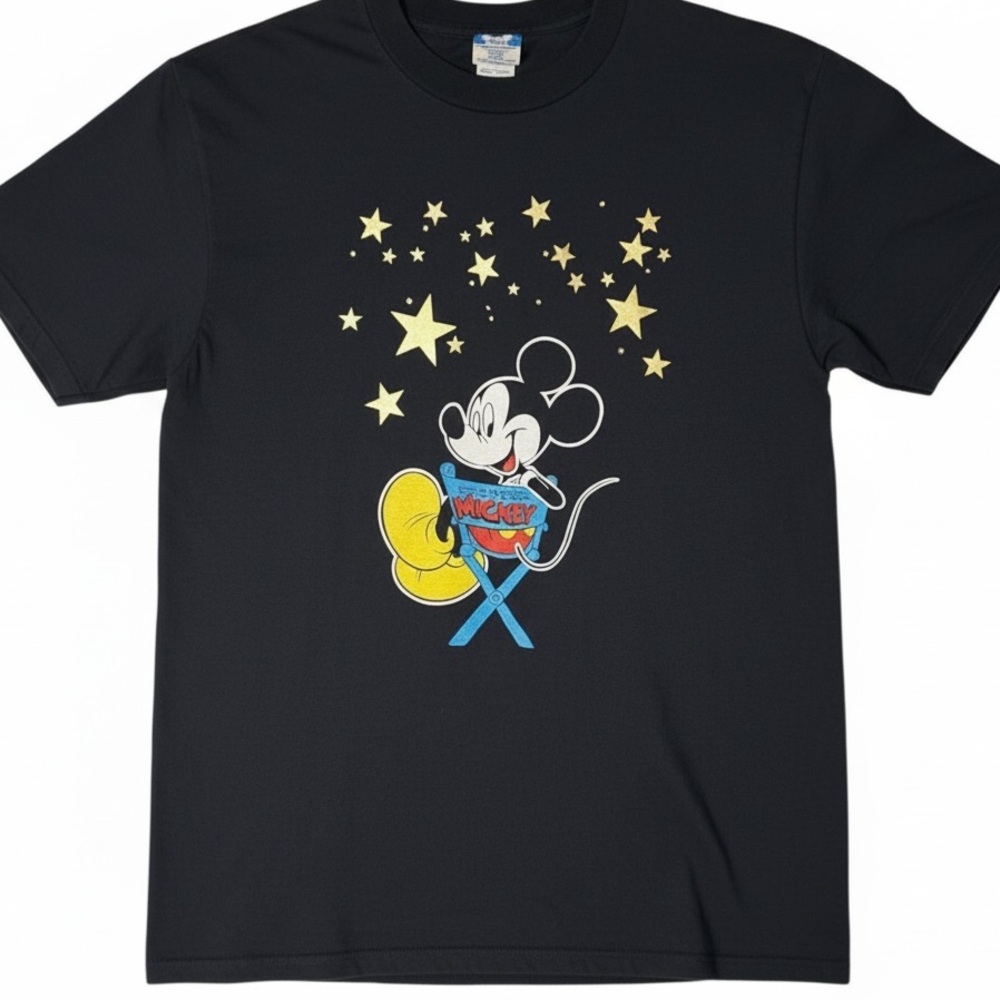 Vintage 90s Disney Mickey Mouse Director Tee USA Made Single Stitch Black Medium